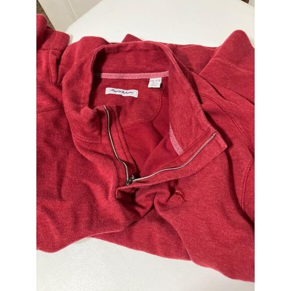 Tommy Bahama Sweater Men's XXL/TTG Long Sleeve 1/4 Zip Warm Pullover Dark Red - Picture 6 of 11